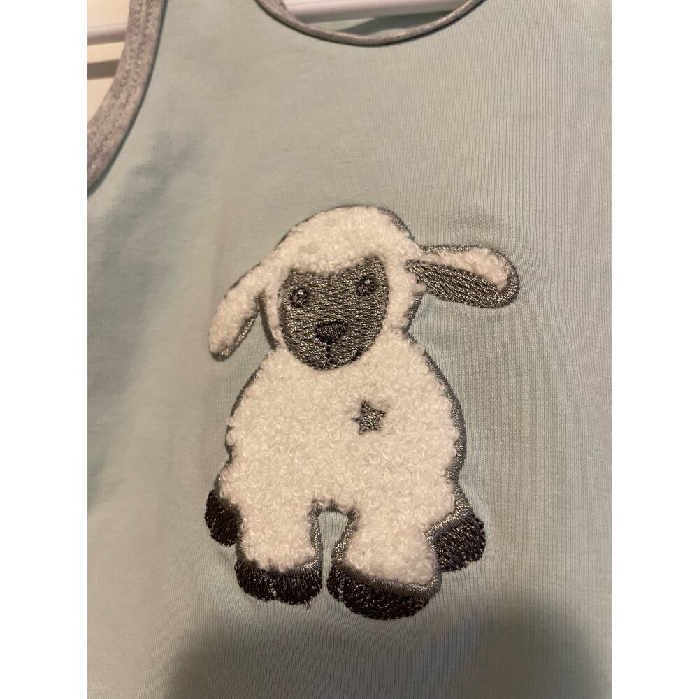 Sterntaler blue lamb embroidered one piece sleeveless footed snaps Size 4-5 mo - Picture 3 of 6